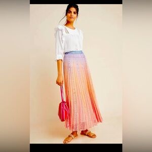 NWT!! Anthropologie Dawn Maxi skirt /Geisha Designs / sunset hues / Retail $178